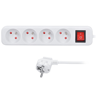 Solight prodlužovací přívod 3m, 4 zásuvky, vypínač, 16A/3680W, PVC, bílý Solight prodlužovací přívod 3m, 4 zásuvky, vypínač, 16A/3680W, PVC, bílý