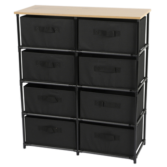DOCHTMANN Regál s úložnými boxy černý 8 polic 76x30x89cm