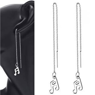 OPN1528-ST Provlékací ocelové náušnice s notami - hudba