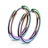 OPN1119W-21 Duhové ocelové náušnice - kruhy 21 mm