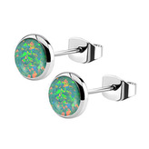 NB1-OP03 Ocelové náušnice, OPÁL 6 mm