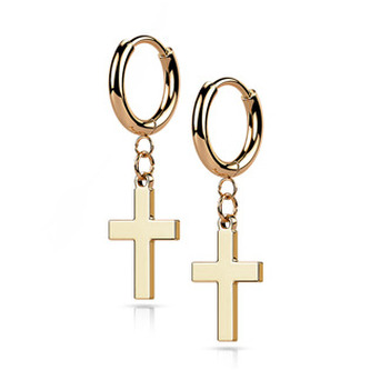 OPN1820-RD Zlacené ocelové náušnice s křížky