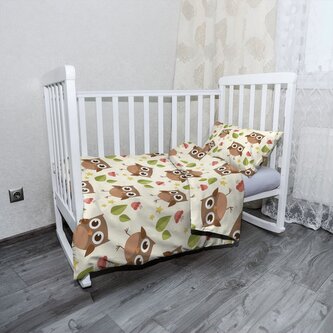 Dětské povlečení do postýlky Sovy: 120x90 / 40x60
