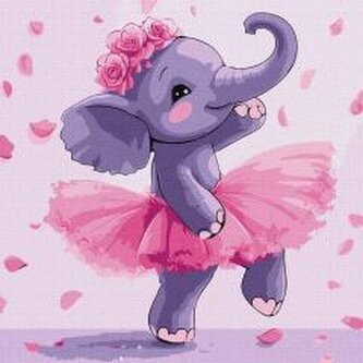 Malowania po numerach - Baletnica słoń 30x30cm