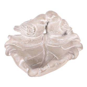 Krmítko/pítko - beton, tvar list s ptáčky, šedé