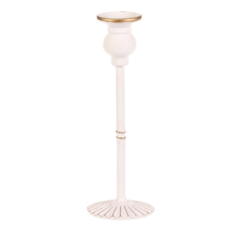 Svícen kovový - 24 cm, na kónickou svíčku, bílý