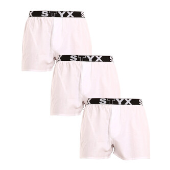 3PACK pánské trenky Styx sportovní guma bílé (3B1061) M