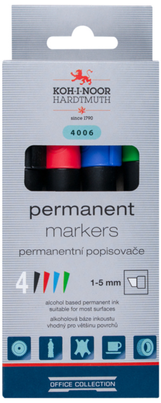 Markery permanentne ścięta końc. 4-kol.4006 774006JD04KS1204, Koh-I-Noor