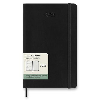 Diář Moleskine 2026 - měkké desky, L, týdenní, černý
