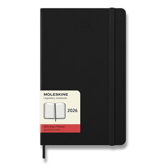 Diář Moleskine 2026 - tvrdé desky - L, denní, černý