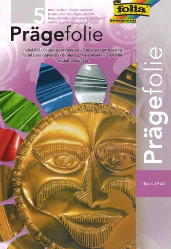 Kovová vytlačovací fólie, 5 barev, 70µ  (18,5x29,5 cm)