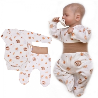 2D sada oblečení pro miminko, bavlna, Ježek, ecru, vel. 62; 62 (2-3m)