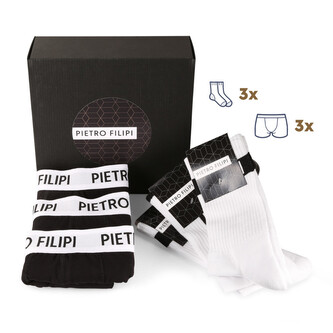 Pánská dárková sada 3PACK boxerky a 3PACK bílé sportovní ponožky Pietro Filipi (6PAOV1) L Pánská dárková sada 3PACK boxerky a 3PACK bílé sportovní ponožky Pietro Filipi (6PAOV1) L