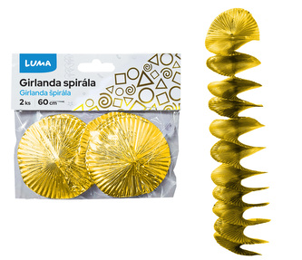 Girlanda spirály 60cm, 2ks zlatá LUMA
