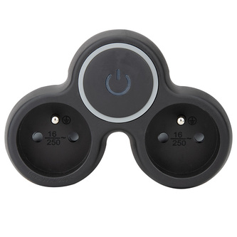 Solight rozbočka, 2x 10A, černá, vypínač