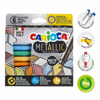 Carioca fixy Metallic, maxi hrot - 6 ks Carioca fixy Metallic, maxi hrot - 6 ks