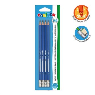 Carioca šestihanná tužka HB s pryží - 4 ks Carioca šestihanná tužka HB s pryží - 4 ks