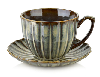 EVIE GREEN Filiżanka ze spodkiem 300ml EVIE GREEN Filiżanka ze spodkiem 300ml