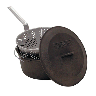 Litinový hrnec Camp Chef 30 cm s poklicí a košem - černý