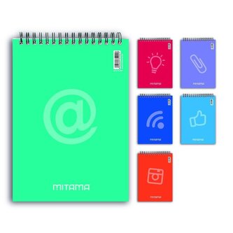 Spirálový blok, 15x21 cm, čtverečkovaný, fialová, 60 listů, MITAMA 35509-90190