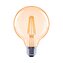 Xavax LED Filament žárovka, E27, 680 lm (nahrazuje 52 W), design G95, teplá bílá, jantarová barva
