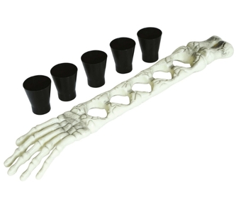 Ruka kostlivce 50 cm s pěti panákovými skleničkami