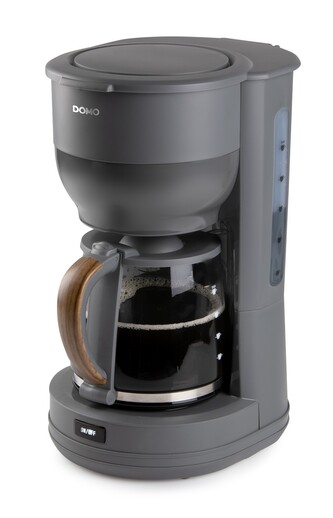 Překapávač na kávu WOOD YOU - šedý - DOMO DO754K, Objem: 1,25 l, Kapacita: 10 šálků, Příkon: 1 000 W, automatické vypnutí