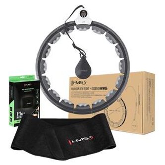 SET HHW06 ČERNÁ + BE163 PLUS SIZE MASÁŽNÍ HULA HOOP OBRUČ SE ZÁVAŽÍM A POČÍTADLEM HMS