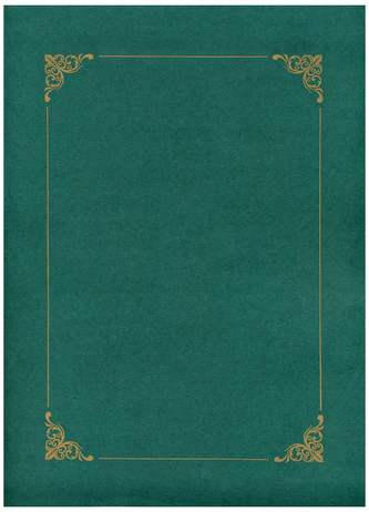 Teczka ozdobna na dyplom ze złotą ramką, zielona op. 10szt, Argo