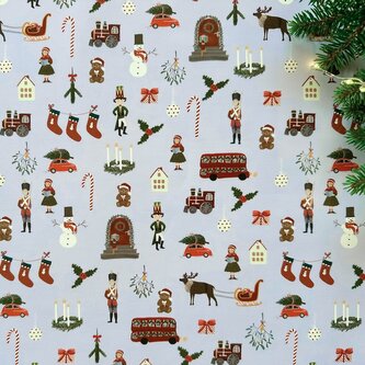 Be Nice EKO vánoční balicí papír Anglická pohádka modrý 5 ks 68 x 47 cm