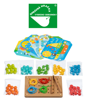 Lucy & Leo 321 Mozaika s pinzetou a vyšívání - dřevěný herní set s předlohami