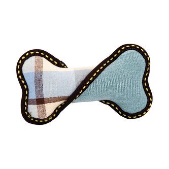 Kost, 21 cm, robustní aport pro psy, HIPHOP DOG, modrá/žlutá