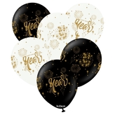 Balonky Happy New Year s ohňostrojem – 30 cm, 25 ks