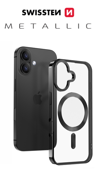 POUZDRO SWISSTEN CLEAR JELLY MagStick METALLIC PRO APPLE IPHONE 17 ČERNÉ