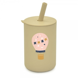 Silikonový hrnek s brčkem Balón, 150 ml - sv. béžový Silikonový hrnek s brčkem Balón, 150 ml - sv. béžový