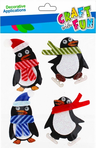 Ozdoba filcowa samoprzylepna Pingwin Boże Narodzenie op.4 szt. CRAFT WITH FUN 501377