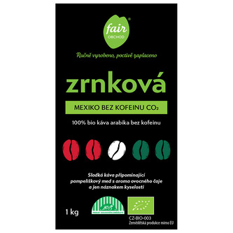 Fairobchod Bio zrnková káva Mexiko bez kofeinu CO2, 1 000 g