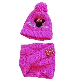 Dívčí set nákrčník s čepicí MINNIE, růžová, velikost: 52