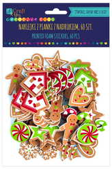 Naklejki z pianki z nadrukiem - pierniczki i cukierki 60szt, DP Craft