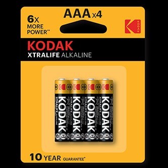 Baterie jednorázová alkalická, tužková, AAA, 1.5V, Kodak, blistr, 4-pack, KOD-LR3XT, Alkaline XTRALIFE