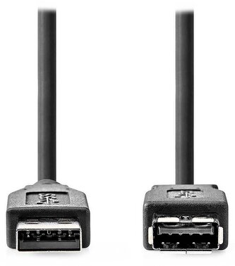 NEDIS prodlužovací kabel USB 3.2 Gen 1/ zástrčka USB-A - zásuvka USB-A/ 5 Gbps/ kulatý/ černý/ bulk/ 2m