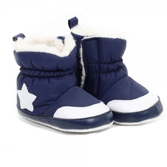 Zimní kojenecké capačky/botičky s kožíškem Star - granátové; 56-68 (0-6 m)