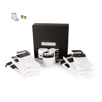 9PACK ponožky Pietro Filipi sportovní vysoké bílé (9POB1) M 9PACK ponožky Pietro Filipi sportovní vysoké bílé (9POB1) M