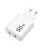 Síťová nabíječka 2x USB-C 50W - bílá