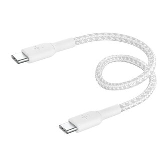 Belkin BOOST Charge Braided USB-C/USB-C odolný kabel, 15cm, bílý