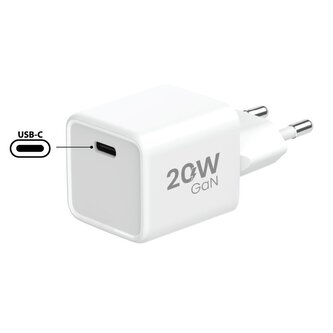 Síťová nabíječka GaN 1x USB-C 20W - bílá