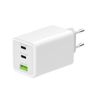 Síťová nabíječka GaN 3x USB 100W - bílá