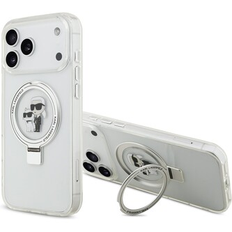 Karl Lagerfeld Ringstand Karl and Choupette MagSafe kryt iPhone 17 Pro Max bílý