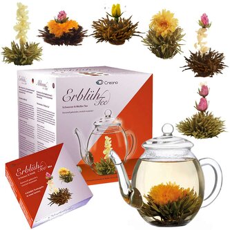 Dárkový set Creano Black & White Tea - skleněná konvice a 6 ks čaje