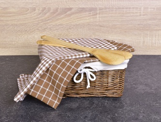 Utěrka bavlněná, Káro hnědé, set 2 ks